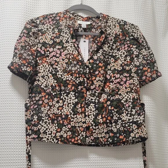 TOPSHOP floral, short sleeve blouse - Picture 1 of 6